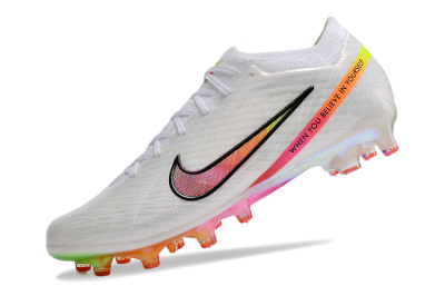 Nike Air Zoom Mercurial Vapor 15 Elite AG Artificial Grass Soccer Cleats - White/Pink/Black/Yellow/Gold