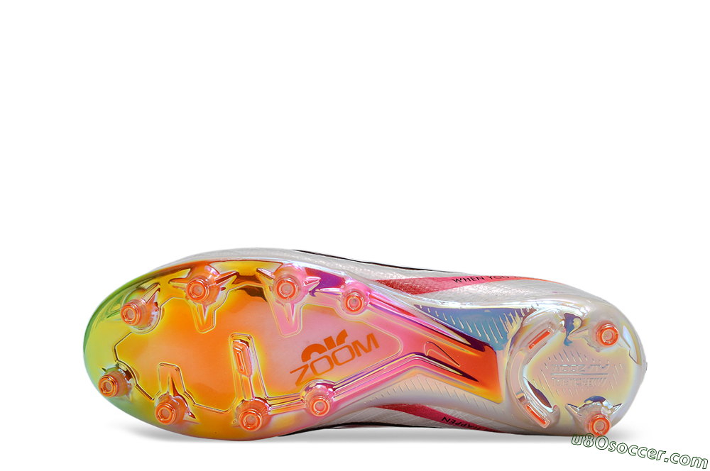 Nike Air Zoom Mercurial Vapor 15 Elite AG Artificial Grass Soccer Cleats - White/Pink/Black/Yellow/Gold 6