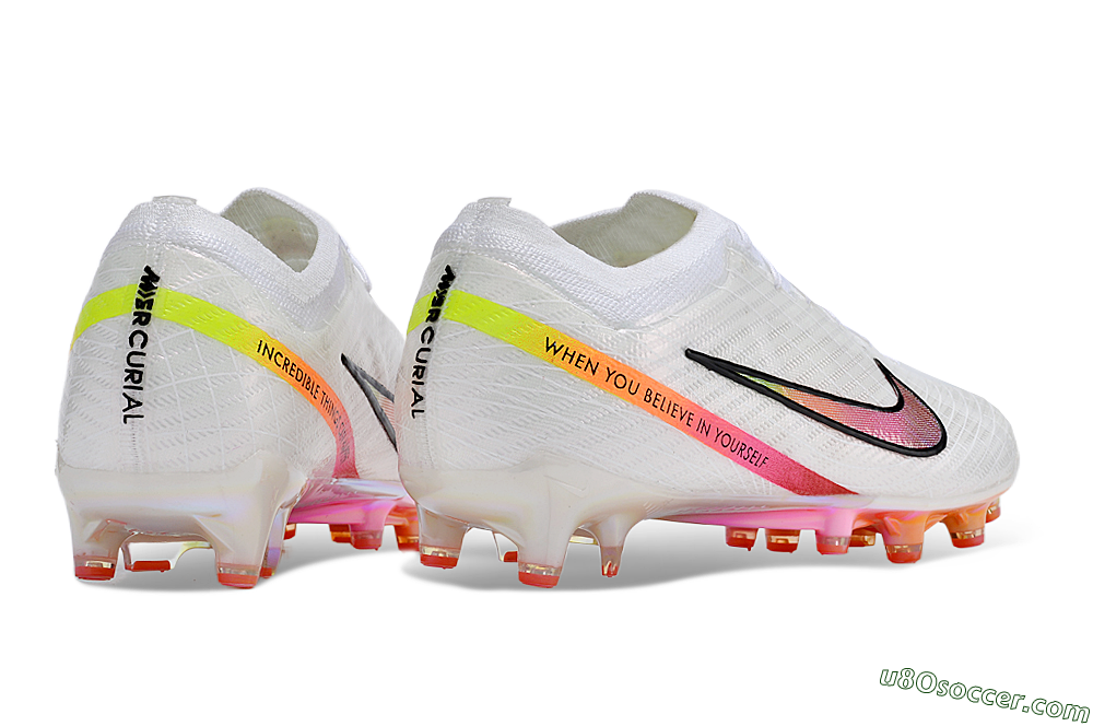 Nike Air Zoom Mercurial Vapor 15 Elite AG Artificial Grass Soccer Cleats - White/Pink/Black/Yellow/Gold 7