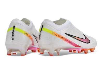 Nike Air Zoom Mercurial Vapor 15 Elite AG Artificial Grass Soccer Cleats - White/Pink/Black/Yellow/Gold