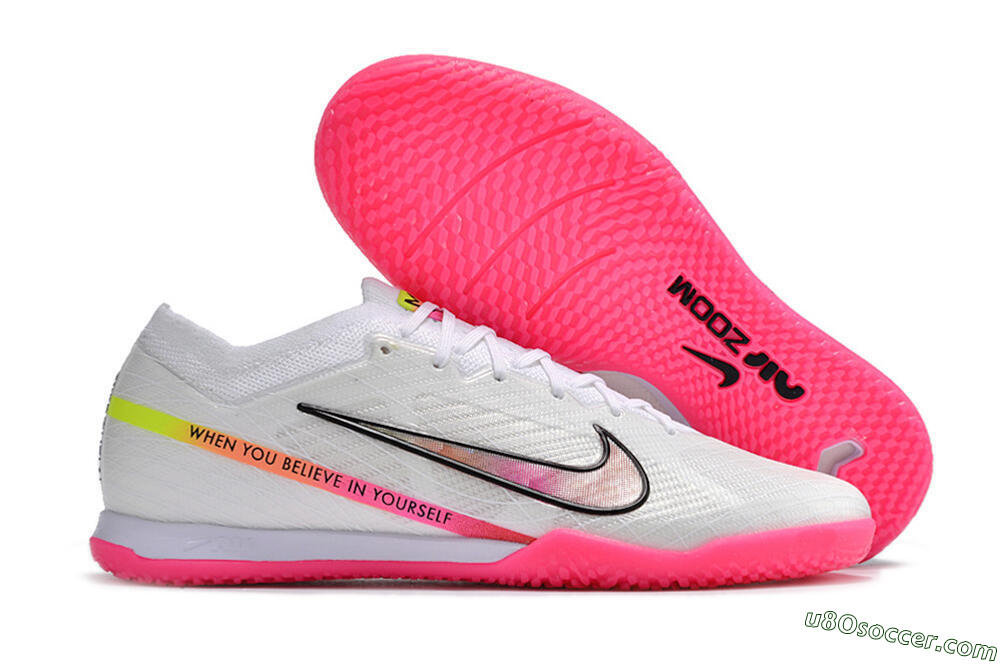 Nike Air Zoom Mercurial Vapor 15 Elite IC Indoor & Futsal Soccer Shoes - White/Pink/Black/Yellow 1