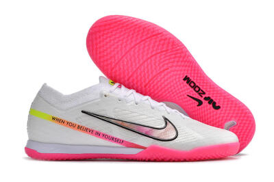Nike Air Zoom Mercurial Vapor 15 Elite IC Indoor & Futsal Soccer Shoes - White/Pink/Black/Yellow
