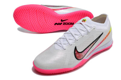 Nike Air Zoom Mercurial Vapor 15 Elite IC Indoor & Futsal Soccer Shoes - White/Pink/Black/Yellow