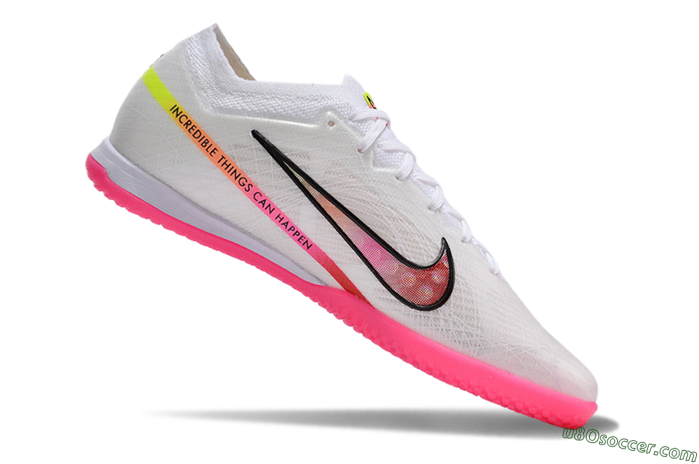 Nike Air Zoom Mercurial Vapor 15 Elite IC Indoor & Futsal Soccer Shoes - White/Pink/Black/Yellow 4