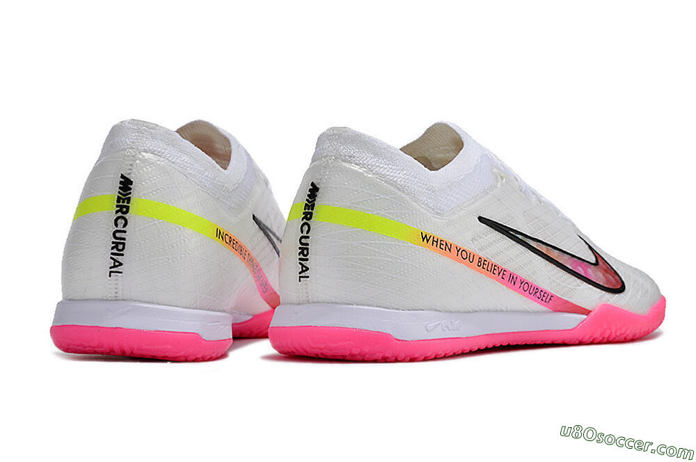 Nike Air Zoom Mercurial Vapor 15 Elite IC Indoor & Futsal Soccer Shoes - White/Pink/Black/Yellow 6