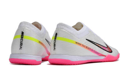 Nike Air Zoom Mercurial Vapor 15 Elite IC Indoor & Futsal Soccer Shoes - White/Pink/Black/Yellow