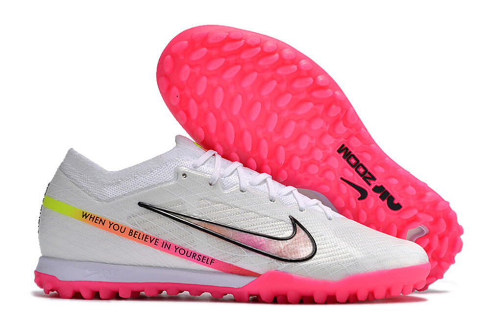 Nike Air Zoom Mercurial Vapor 15 Elite TF Artificial Turf Soccer Shoes - White/Pink/Black/Yellow 1