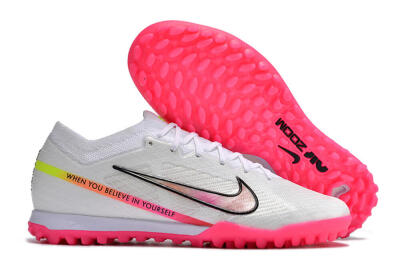 Nike Air Zoom Mercurial Vapor 15 Elite TF Artificial Turf Soccer Shoes - White/Pink/Black/Yellow
