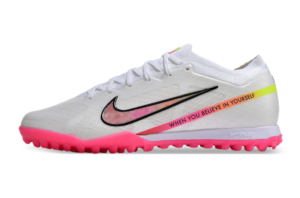 Nike Air Zoom Mercurial Vapor 15 Elite TF Artificial Turf Soccer Shoes - White/Pink/Black/Yellow 2
