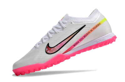 Nike Air Zoom Mercurial Vapor 15 Elite TF Artificial Turf Soccer Shoes - White/Pink/Black/Yellow