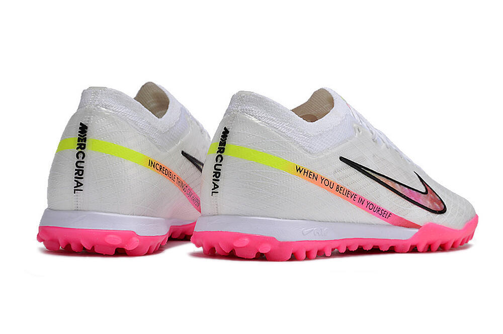 Nike Air Zoom Mercurial Vapor 15 Elite TF Artificial Turf Soccer Shoes - White/Pink/Black/Yellow 6