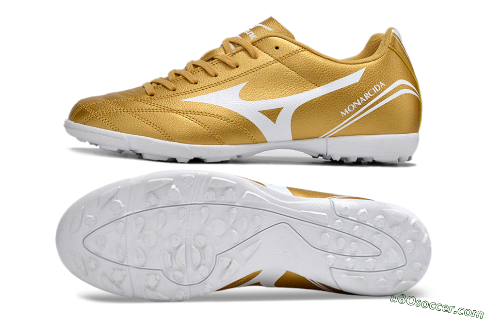 Mizuno Monarcida Neo Ckassic TF Artificial Turf Soccer Shoes - Gold/White 0