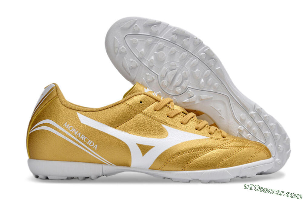Mizuno Monarcida Neo Ckassic TF Artificial Turf Soccer Shoes - Gold/White 1