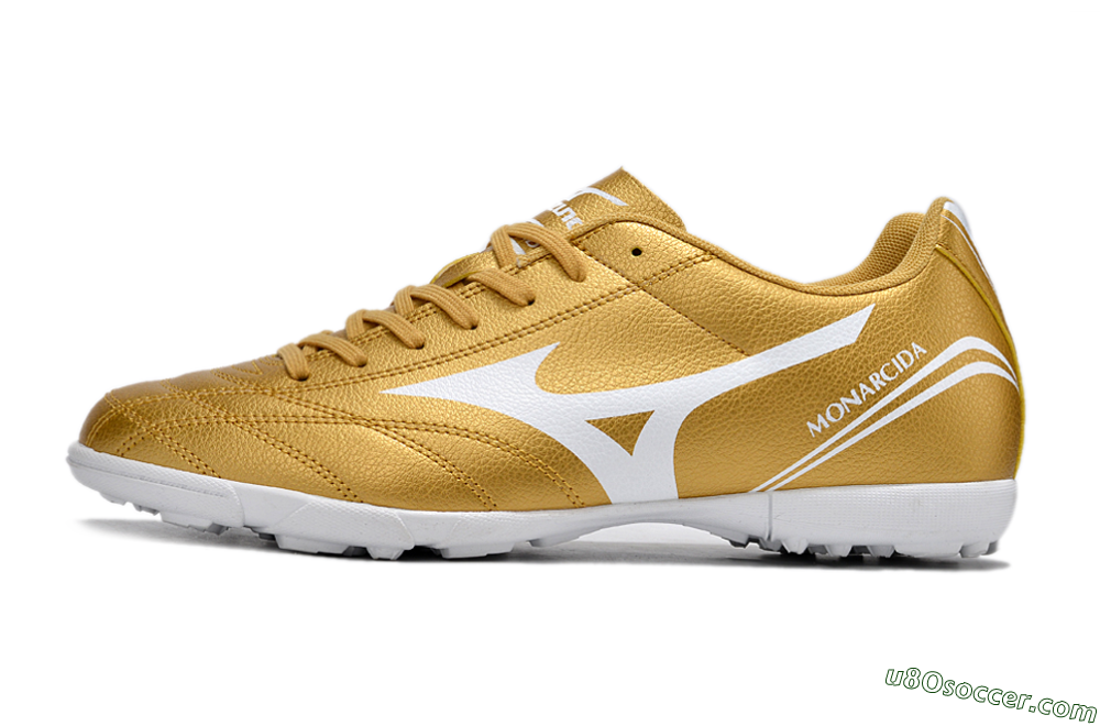 Mizuno Monarcida Neo Ckassic TF Artificial Turf Soccer Shoes - Gold/White 2