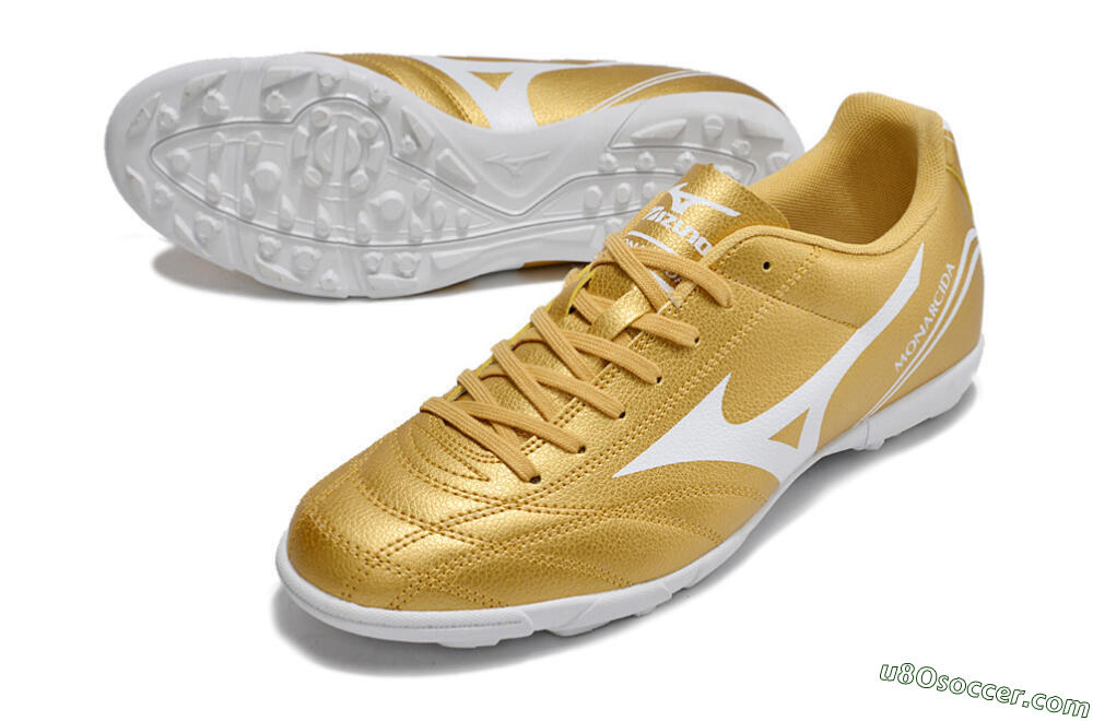 Mizuno Monarcida Neo Ckassic TF Artificial Turf Soccer Shoes - Gold/White 3