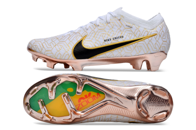 Nike Air Zoom Mercurial Vapor 15 Elite FG Firm Ground Soccer Cleats - White/Gold/Black