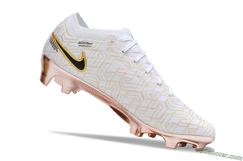 Nike Air Zoom Mercurial Vapor 15 Elite FG Firm Ground Soccer Cleats - White/Gold/Black 4