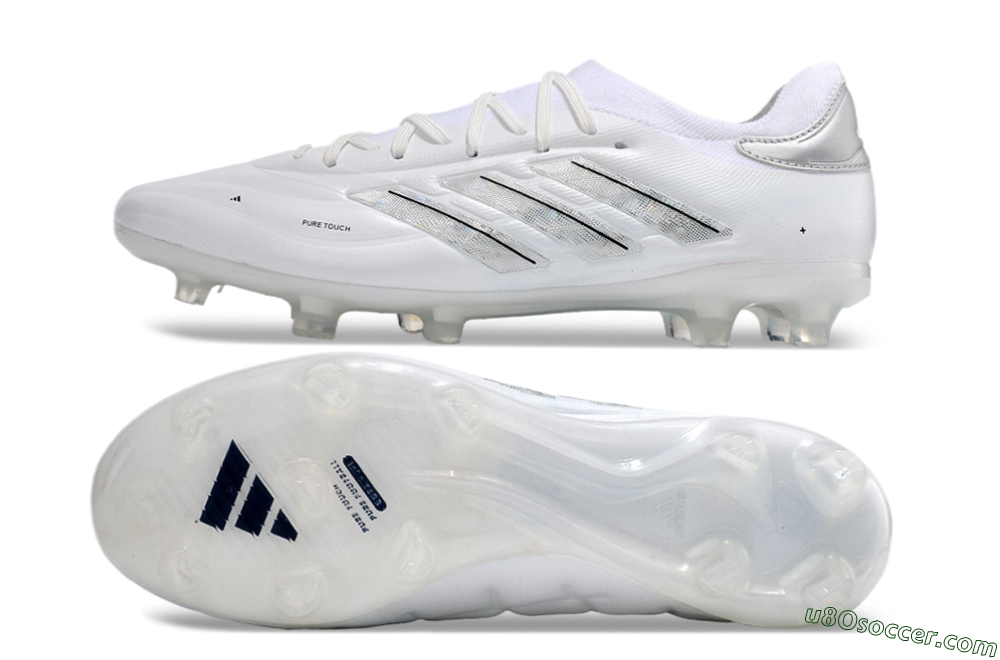 Adidas Copa Pure 2+ FG Firm Ground Soccer Cleats - White/Silver/Black 0