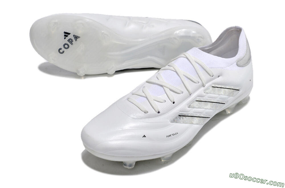 Adidas Copa Pure 2+ FG Firm Ground Soccer Cleats - White/Silver/Black 3