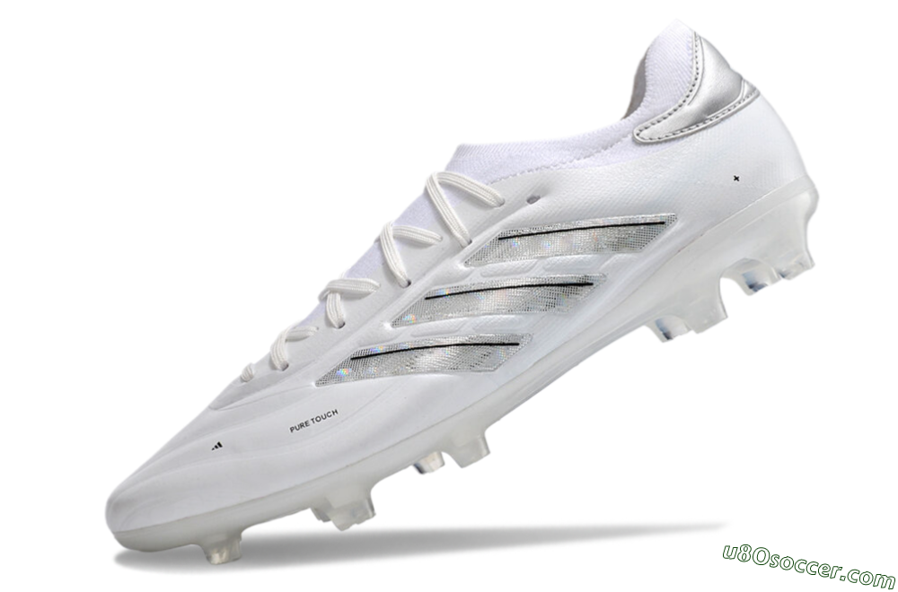 Adidas Copa Pure 2+ FG Firm Ground Soccer Cleats - White/Silver/Black 5