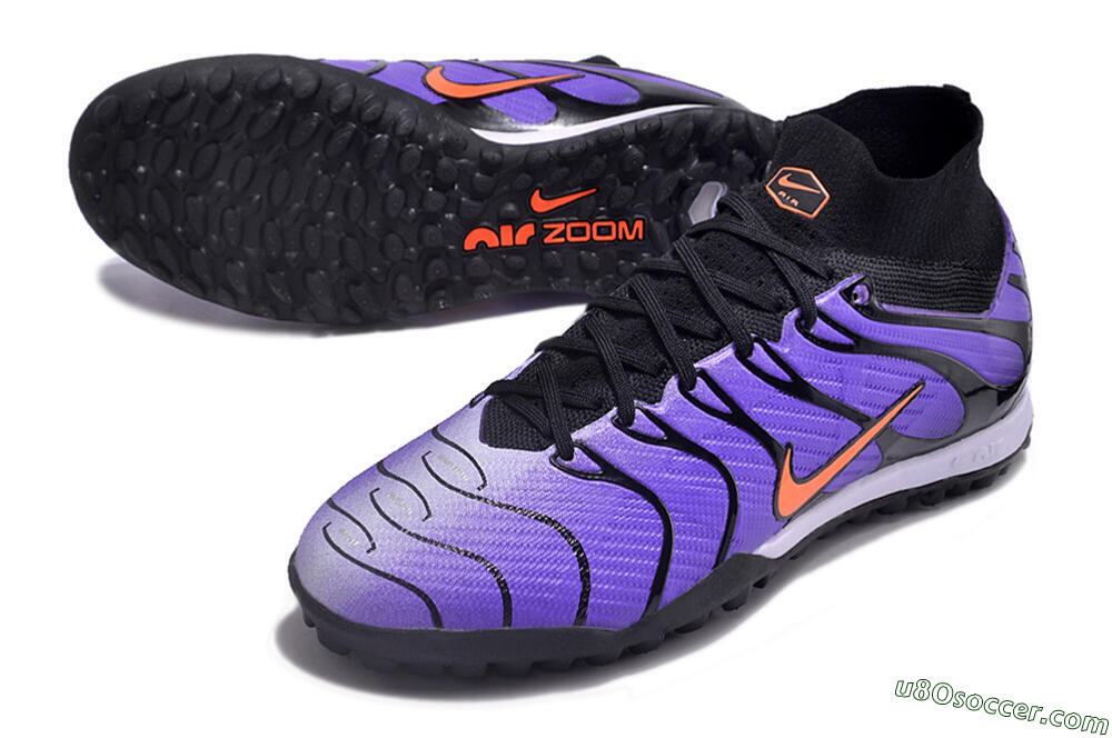 Nike Air Zoom Mercurial Superfly 9 Elite TF Artificial Turf Soccer Shoes - Purple/Black/Orange 3