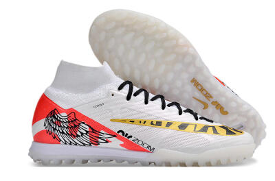 Nike Air Zoom Mercurial Superfly 9 Elite TF Artificial Turf Soccer Shoes - White/Red/Gold