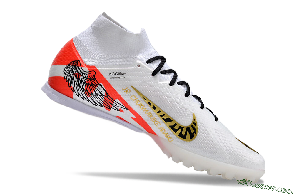 Nike Air Zoom Mercurial Superfly 9 Elite TF Artificial Turf Soccer Shoes - White/Red/Gold 4