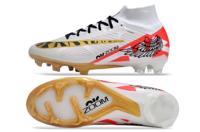 Nike Air Zoom Mercurial Superfly 9 Elite FG Firm Ground Soccer Cleats - White/Gold/Black/Red
