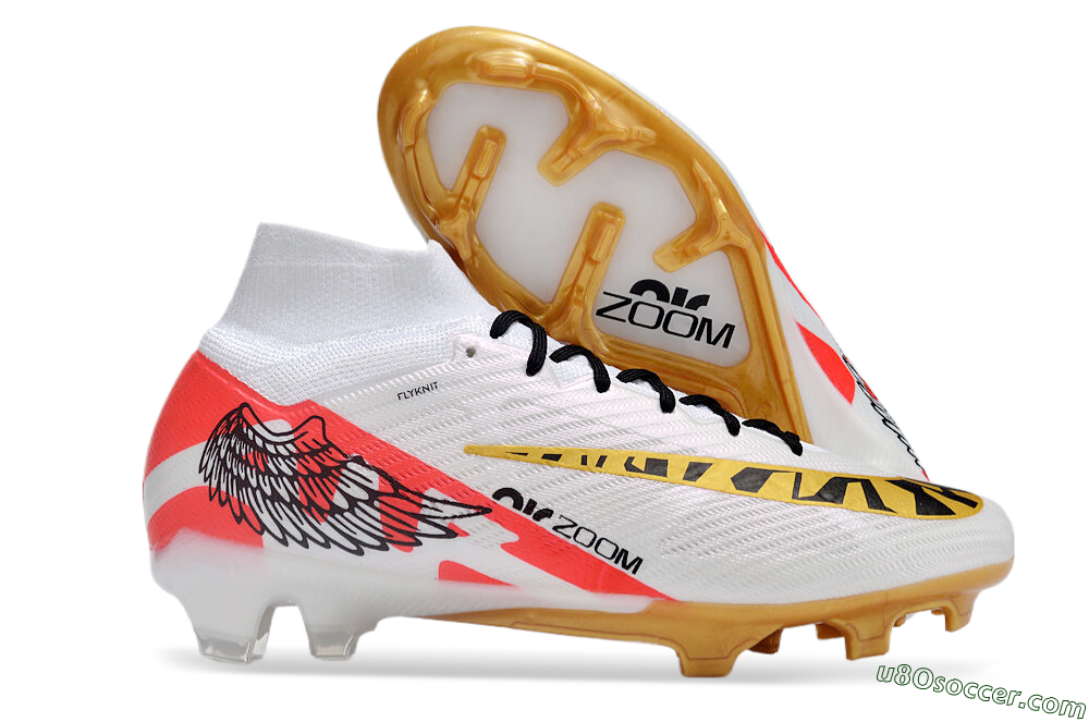 Nike Air Zoom Mercurial Superfly 9 Elite FG Firm Ground Soccer Cleats - White/Gold/Black/Red 1