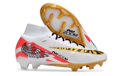 Nike Air Zoom Mercurial Superfly 9 Elite FG Firm Ground Soccer Cleats - White/Gold/Black/Red