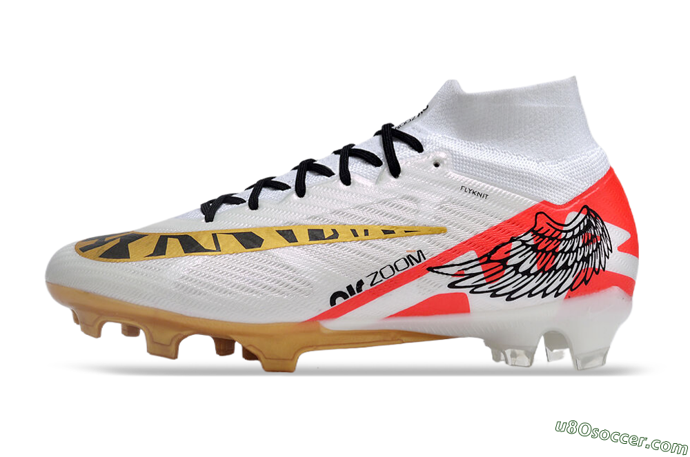 Nike Air Zoom Mercurial Superfly 9 Elite FG Firm Ground Soccer Cleats - White/Gold/Black/Red 2
