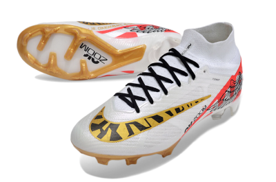 Nike Air Zoom Mercurial Superfly 9 Elite FG Firm Ground Soccer Cleats - White/Gold/Black/Red