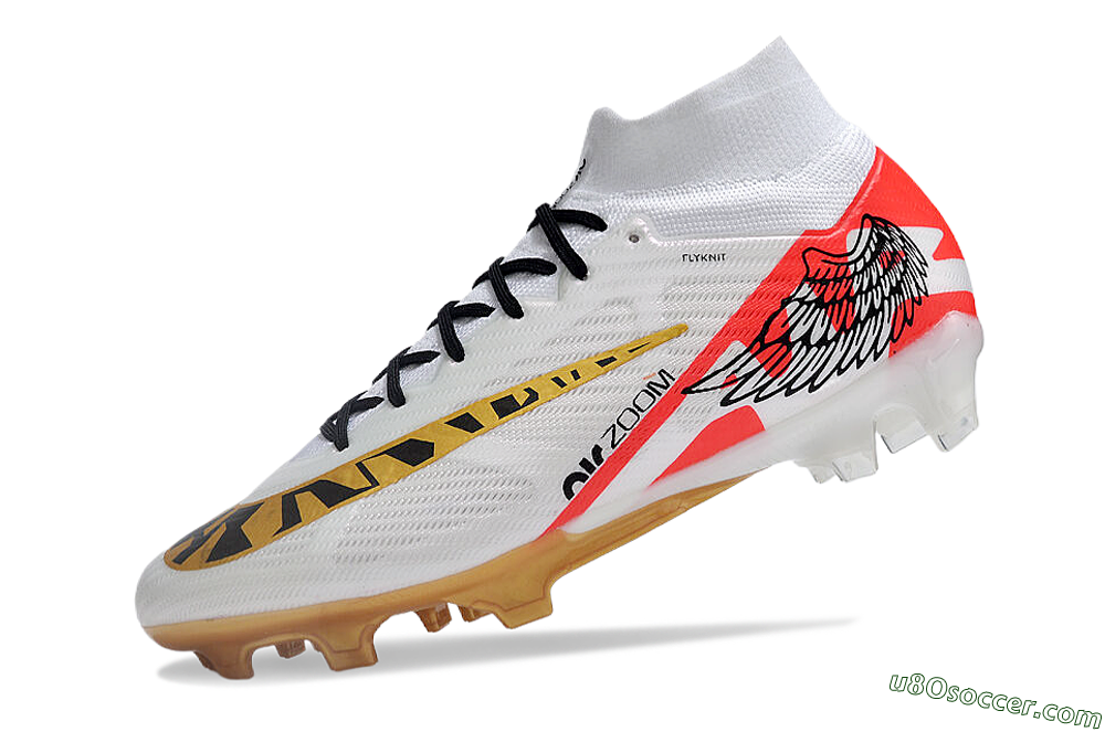Nike Air Zoom Mercurial Superfly 9 Elite FG Firm Ground Soccer Cleats - White/Gold/Black/Red 5