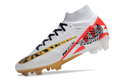 Nike Air Zoom Mercurial Superfly 9 Elite FG Firm Ground Soccer Cleats - White/Gold/Black/Red