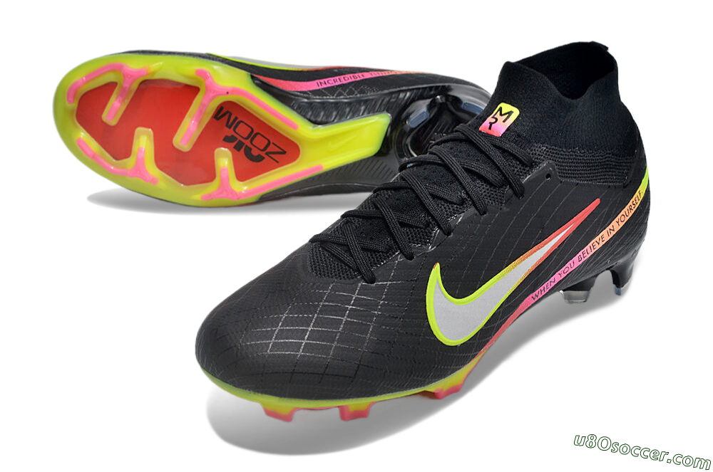 Nike Air Zoom Mercurial Superfly 9 Elite FG Firm Ground Soccer Cleats - Black/Silver/Green/Red 3