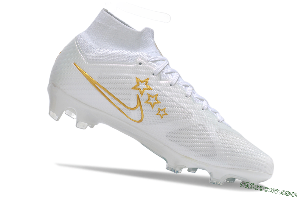 Nike Air Zoom Mercurial Superfly 9 Elite FG Firm Ground Soccer Cleats - White/Blue/Gold 4