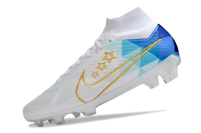 Nike Air Zoom Mercurial Superfly 9 Elite FG Firm Ground Soccer Cleats - White/Blue/Gold
