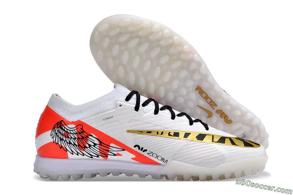 Nike Air Zoom Mercurial Vapor 15 Elite TF Artificial Turf Soccer Shoes - White/Red/Gold 1