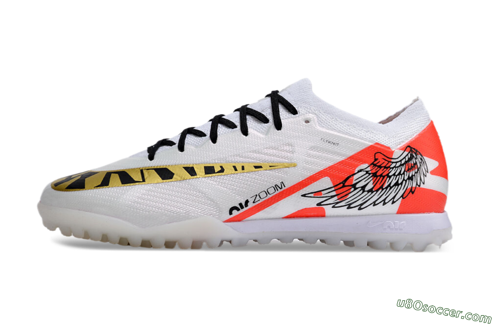 Nike Air Zoom Mercurial Vapor 15 Elite TF Artificial Turf Soccer Shoes - White/Red/Gold 2
