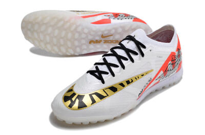 Nike Air Zoom Mercurial Vapor 15 Elite TF Artificial Turf Soccer Shoes - White/Red/Gold