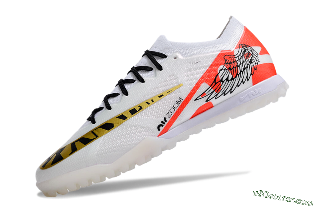 Nike Air Zoom Mercurial Vapor 15 Elite TF Artificial Turf Soccer Shoes - White/Red/Gold 5