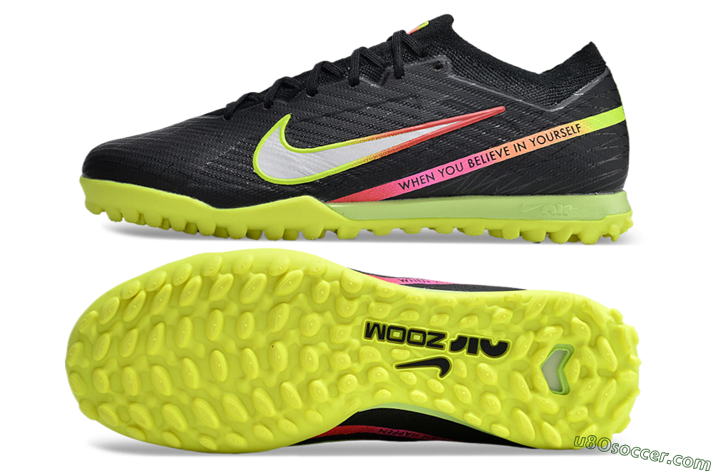 Nike Air Zoom Mercurial Vapor 15 Elite TF Artificial Turf Soccer Shoes - Black/Silver/Green/Red 0