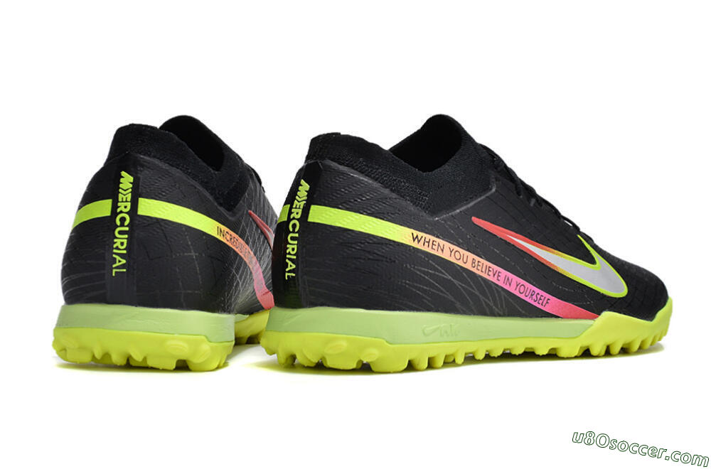 Nike Air Zoom Mercurial Vapor 15 Elite TF Artificial Turf Soccer Shoes - Black/Silver/Green/Red 6