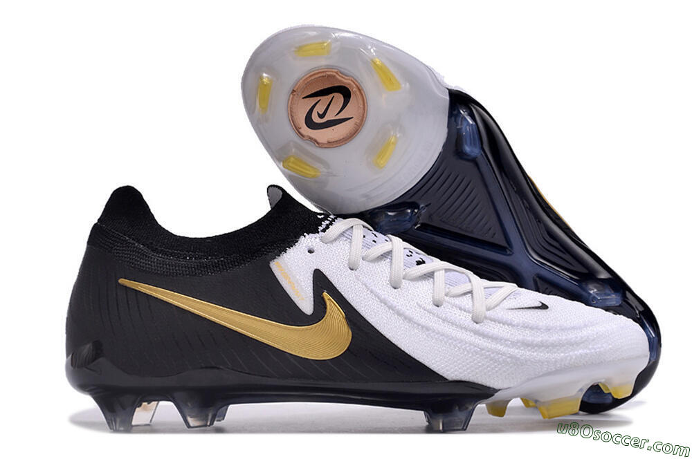 Nike Phantom Luna Elite Low FG Firm Ground Soccer Cleats - White/Black/Gold 1