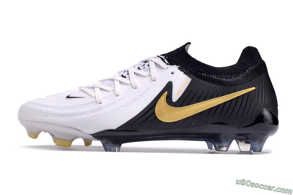 Nike Phantom Luna Elite Low FG Firm Ground Soccer Cleats - White/Black/Gold 2