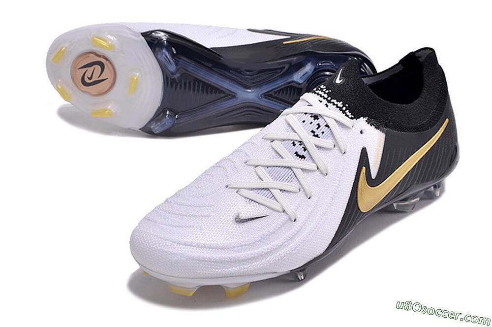 Nike Phantom Luna Elite Low FG Firm Ground Soccer Cleats - White/Black/Gold 3