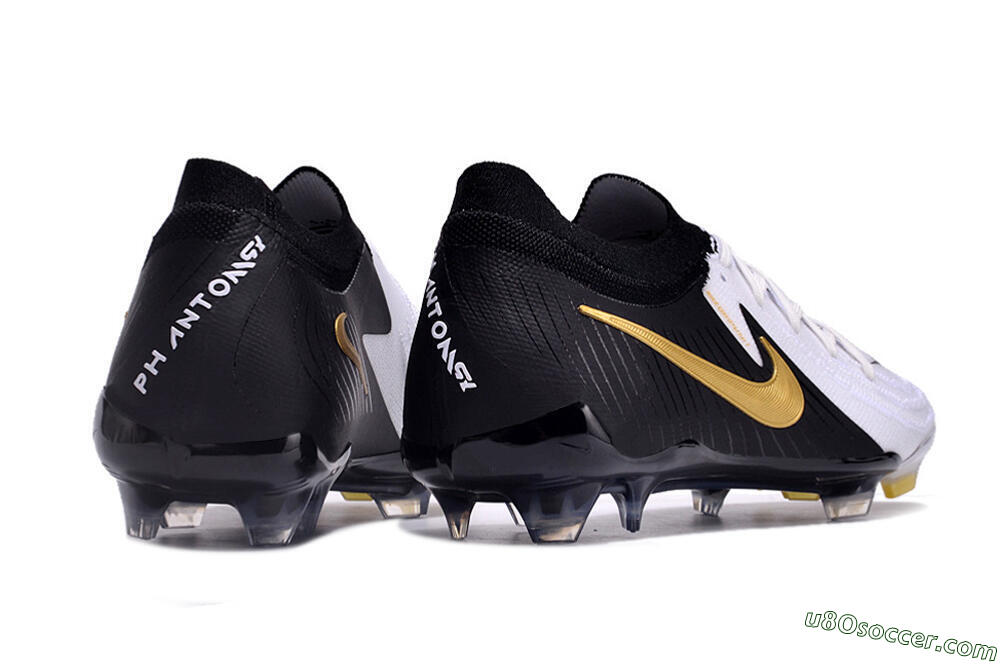 Nike Phantom Luna Elite Low FG Firm Ground Soccer Cleats - White/Black/Gold 6
