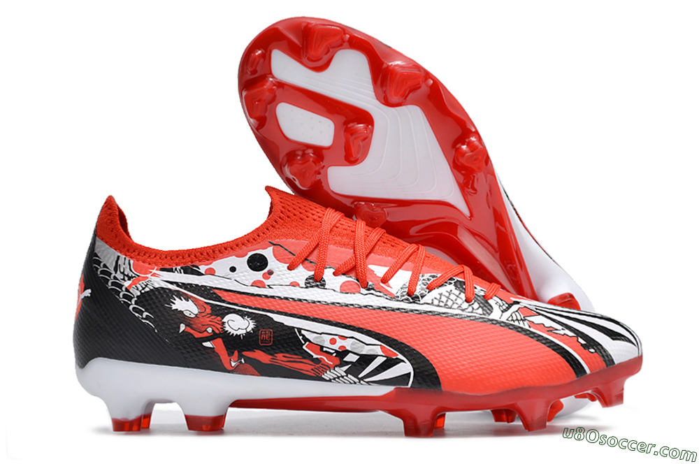 Puma Ultra Ultimate FG Firm Ground Soccer Cleats - Red/White/Black 1