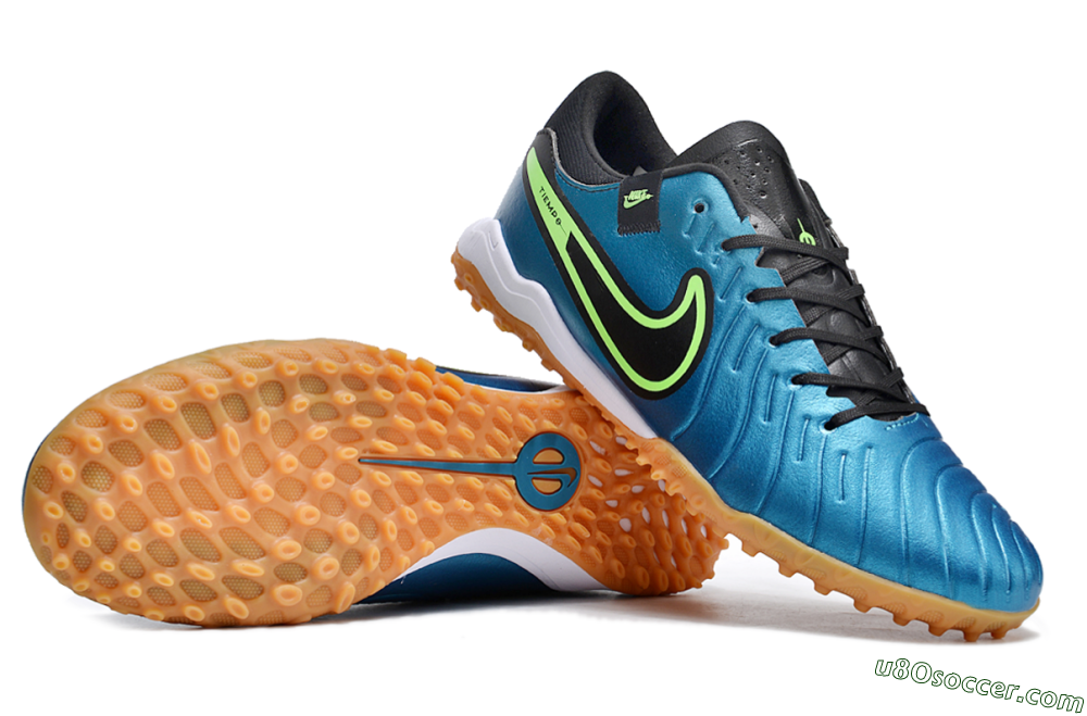 Nike Tiempo Legend 10 Pro TF Artificial Turf Soccer Shoes - Jade/Black/Yellow 0