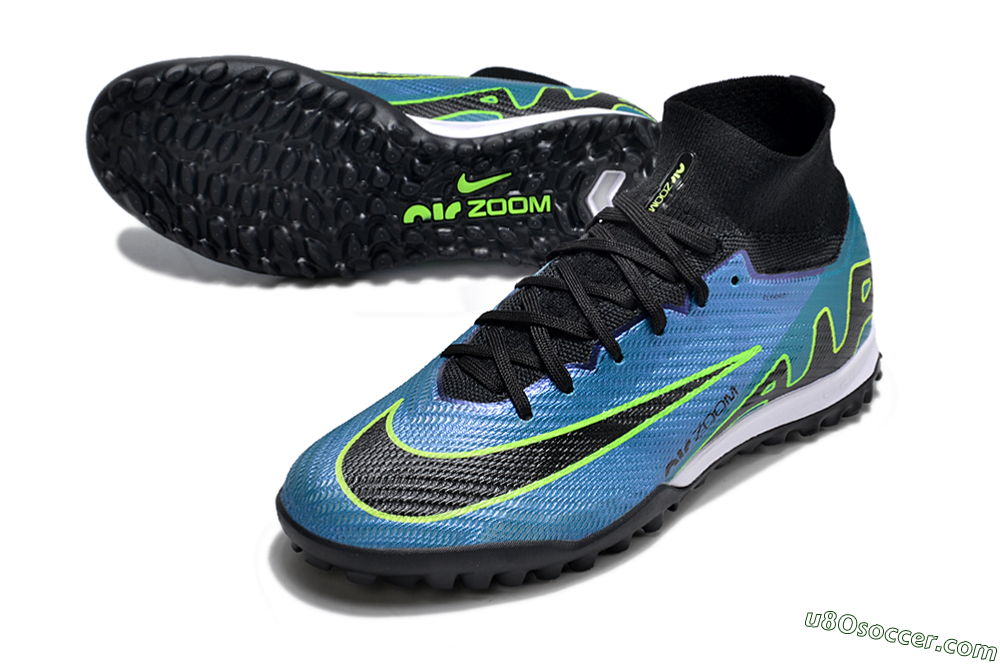 Nike Air Zoom Mercurial Superfly 9 Elite TF Artificial Turf Soccer Shoes - Blue/Yellow/Black 3